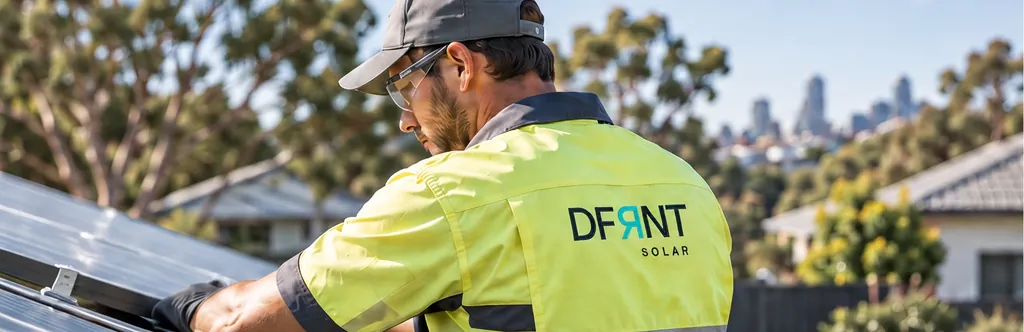 Brand concept imagery of an Australian solar installer in DFRNT hi-vis workwear